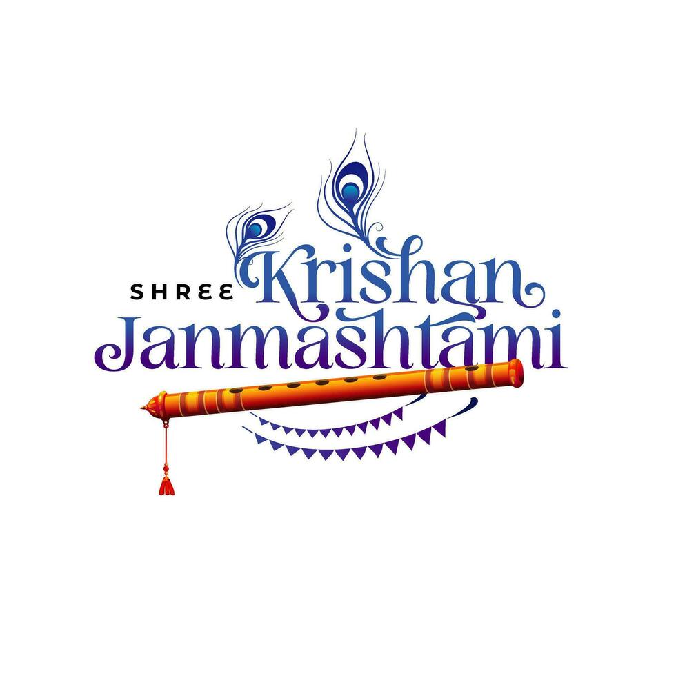 feliz Krishna janmashtami tipográfico Projeto modelo vetor ilustração