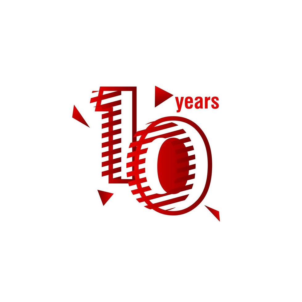 Ilustração de design de modelo vetorial celebração de aniversário de 10 anos vetor