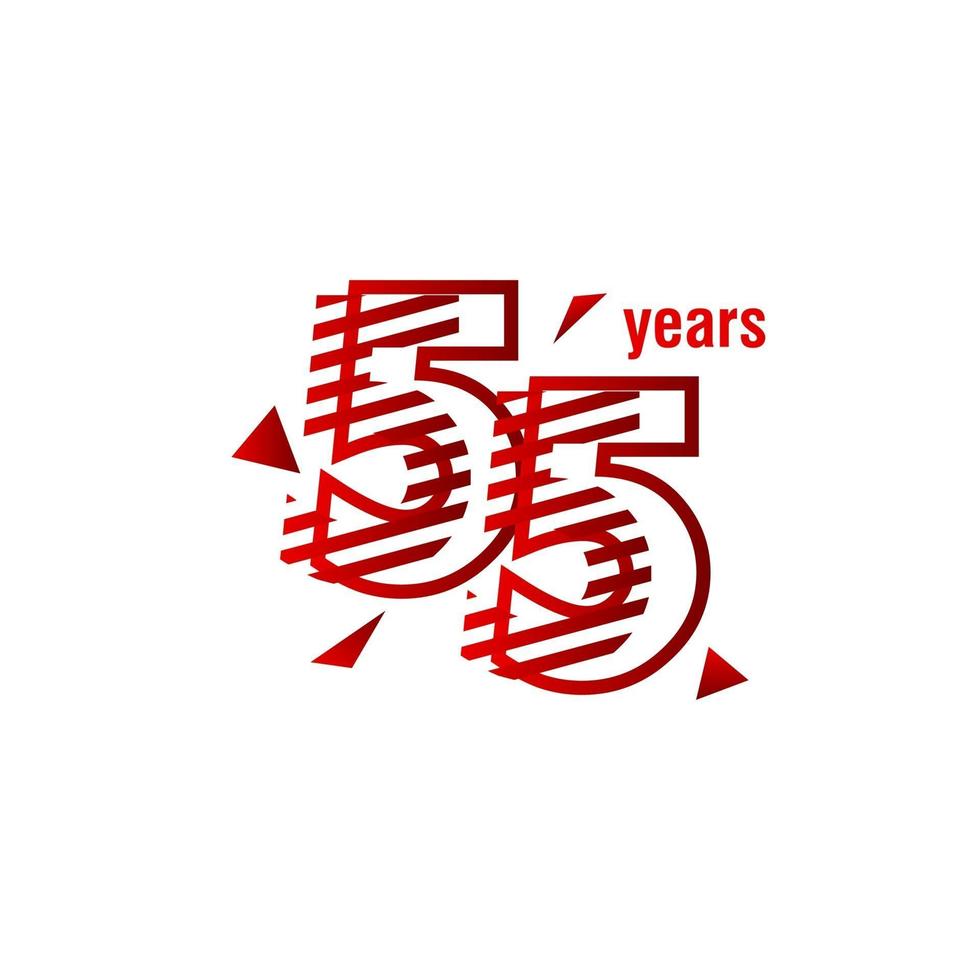 Ilustração de design de modelo de vetor de celebração de aniversário de 55 anos
