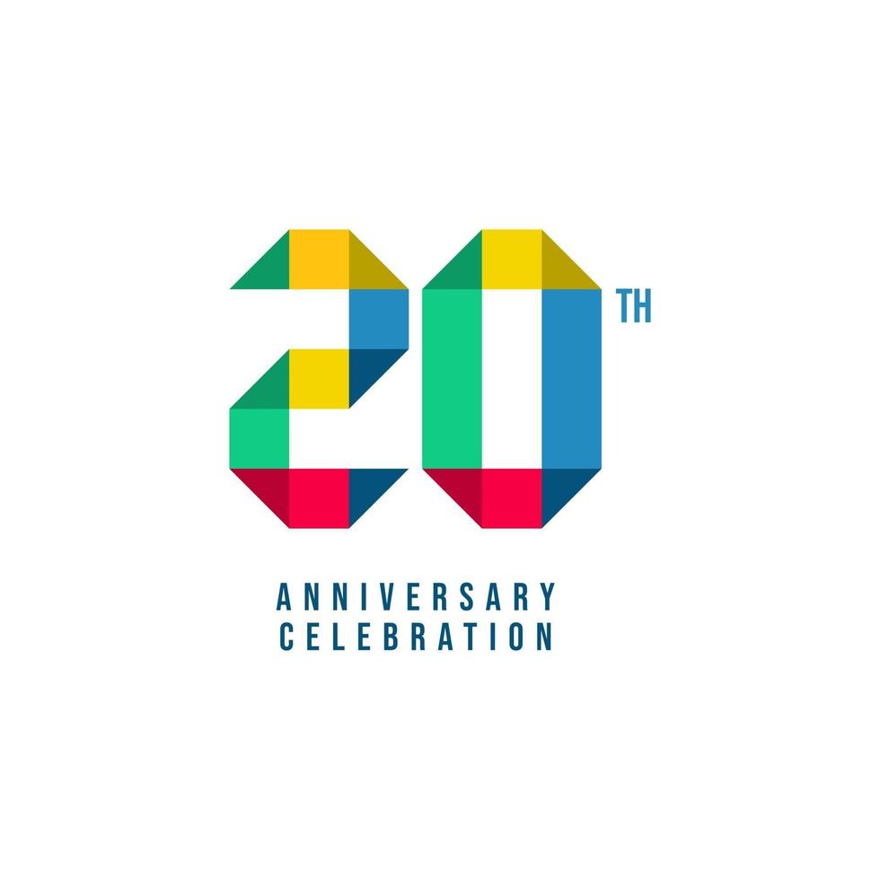 Ilustração de design de modelo de vetor de celebração do 20º aniversário
