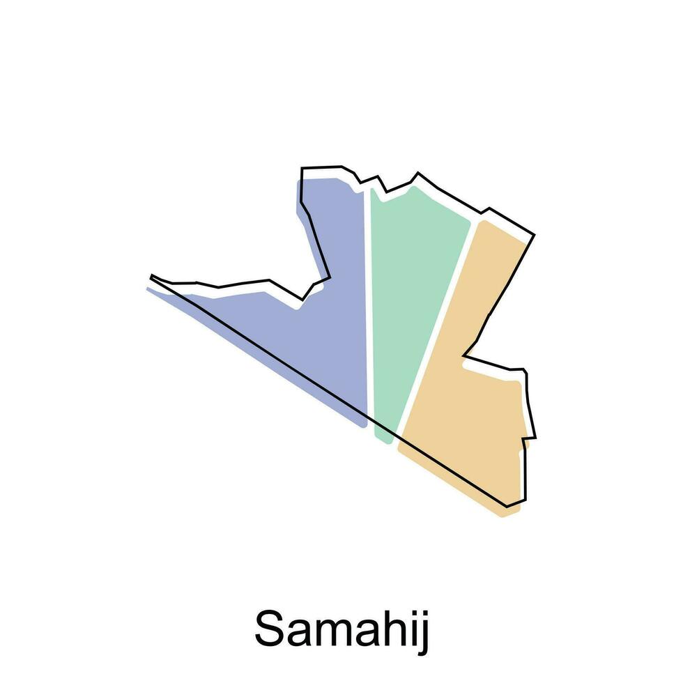 mapa do samahij colorida moderno vetor Projeto modelo, nacional fronteiras e importante cidades ilustração