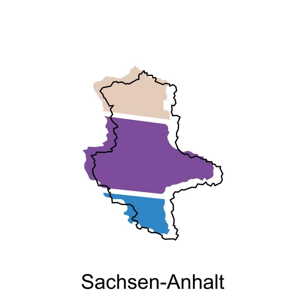 mapa do Sachsen anhalt vetor Projeto modelo, nacional fronteiras e importante cidades ilustração