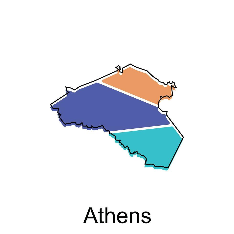 simples mapa do Atenas, colorida moderno geométrico com esboço ilustração Projeto modelo, adequado para seu Projeto vetor