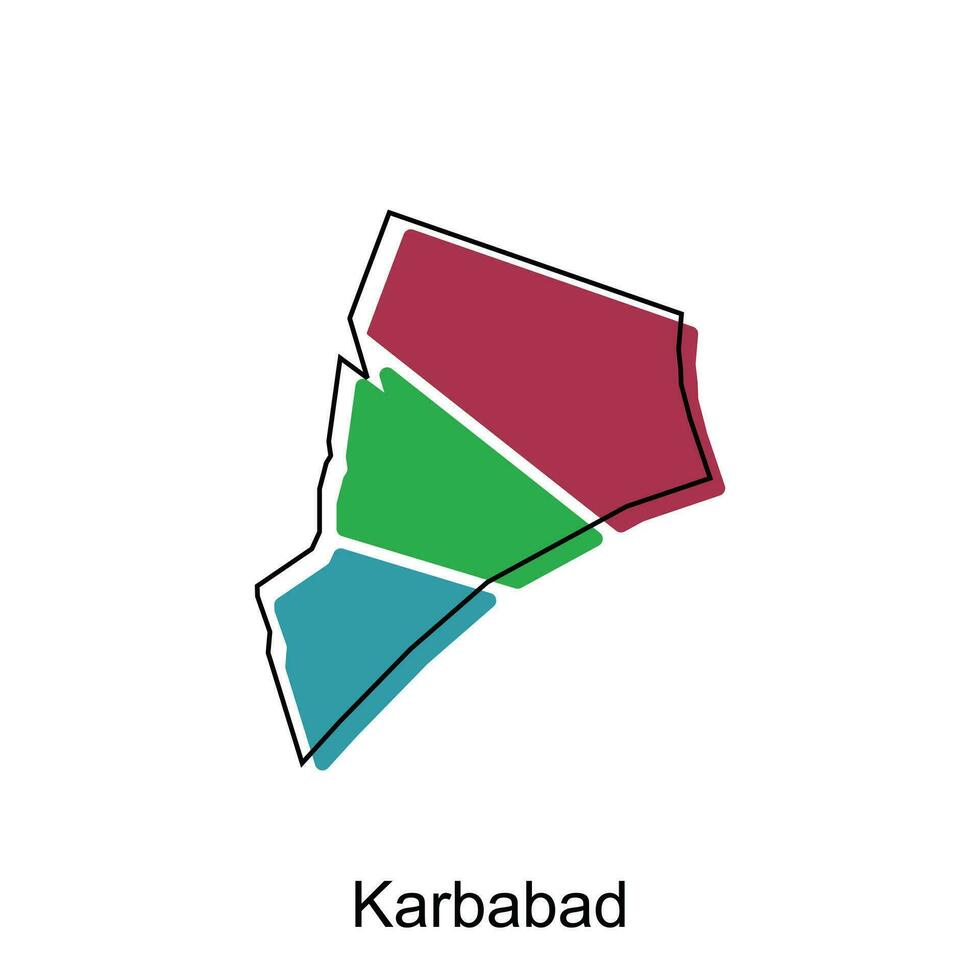 mapa do karbabad colorida moderno vetor Projeto modelo, nacional fronteiras e importante cidades ilustração