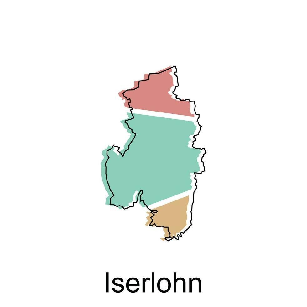 mapa do iserlohn moderno contorno, mapa do alemão país colorida vetor Projeto modelo