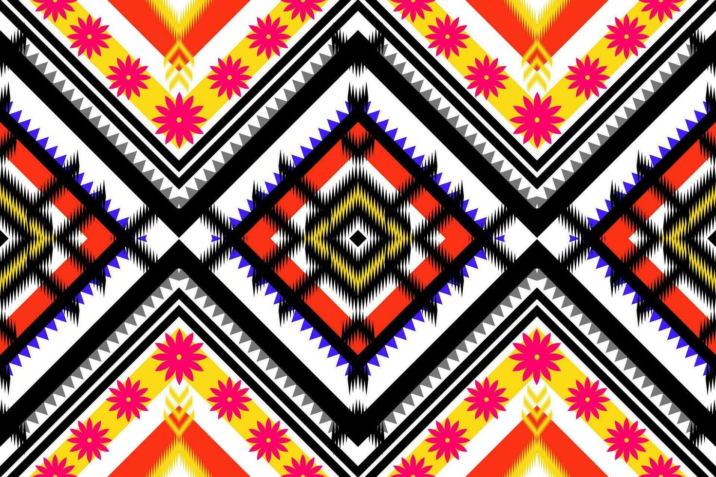 desatado padronizar com geométrico abstrato padronizar elementos. floral forma. geométrico formas tribal abstrato vermelho amarelo Preto branco e Projeto para têxteis, imprimir, cama folhas. vetor