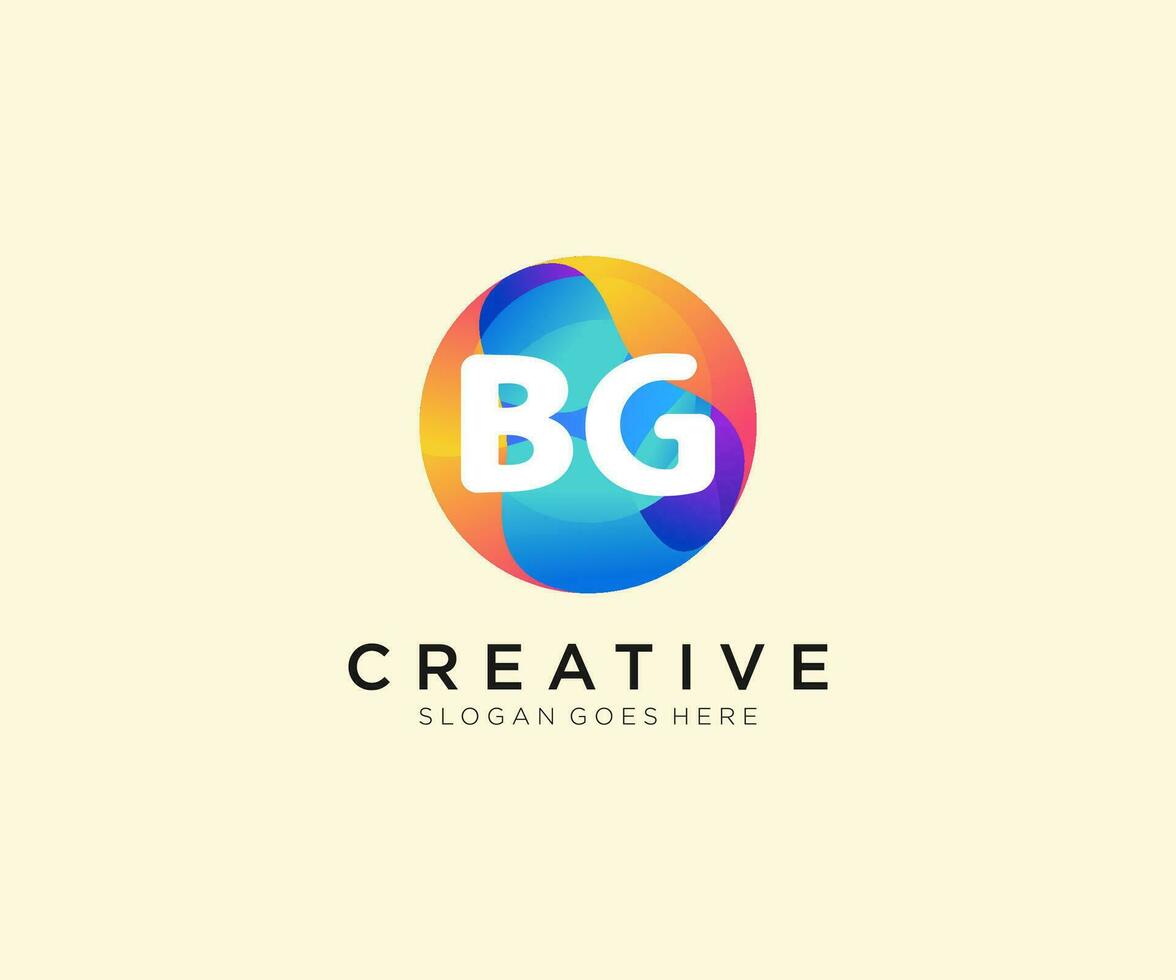 bg inicial logotipo com colorida círculo modelo vetor. vetor
