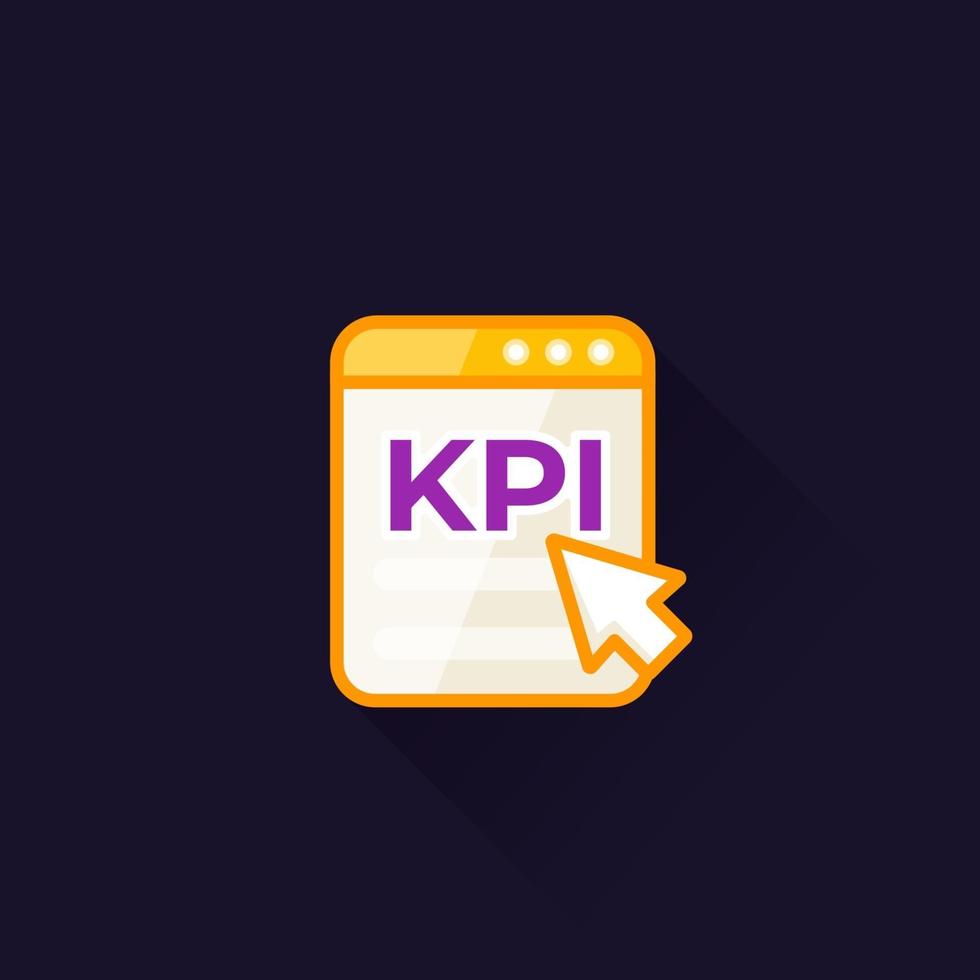 kpi, indicador chave de desempenho, ícone de vetor no escuro