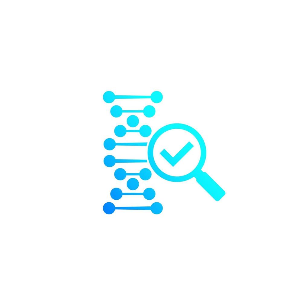 ícone de pesquisa de DNA e teste genético vetor