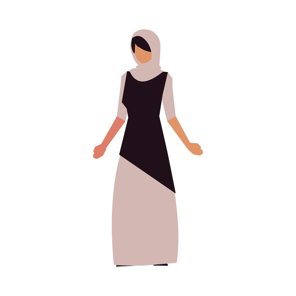 mulher em um personagem árabe hijab em pé ícone isolado vetor