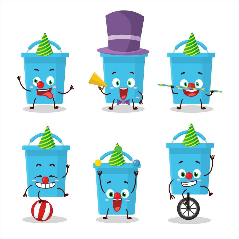 desenho animado personagem do azul balde com vários circo mostra vetor
