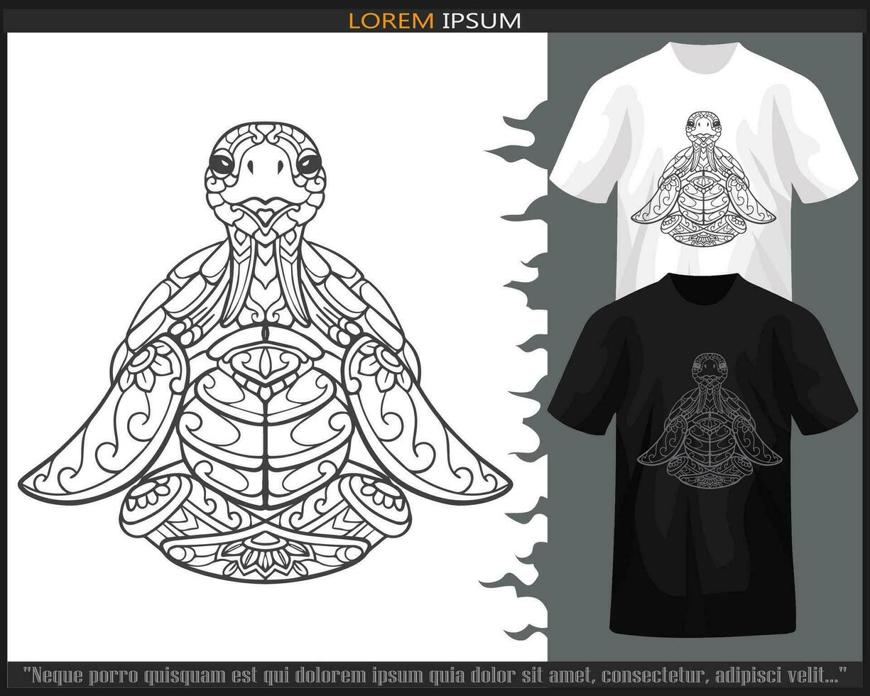 mar tartaruga mandala artes isolado em Preto e branco t camisa. vetor