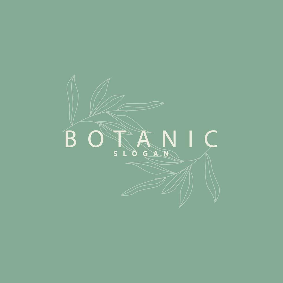 folha linha logotipo, lindo mão desenhado projeto, botânico minimalista vetor, simples orgânico plantar feminino logotipo vetor