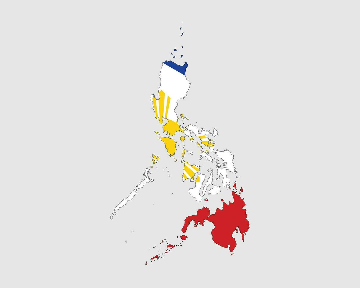 Filipinas bandeira mapa. mapa do a república do a Filipinas com a filipino país bandeira. vetor ilustração.