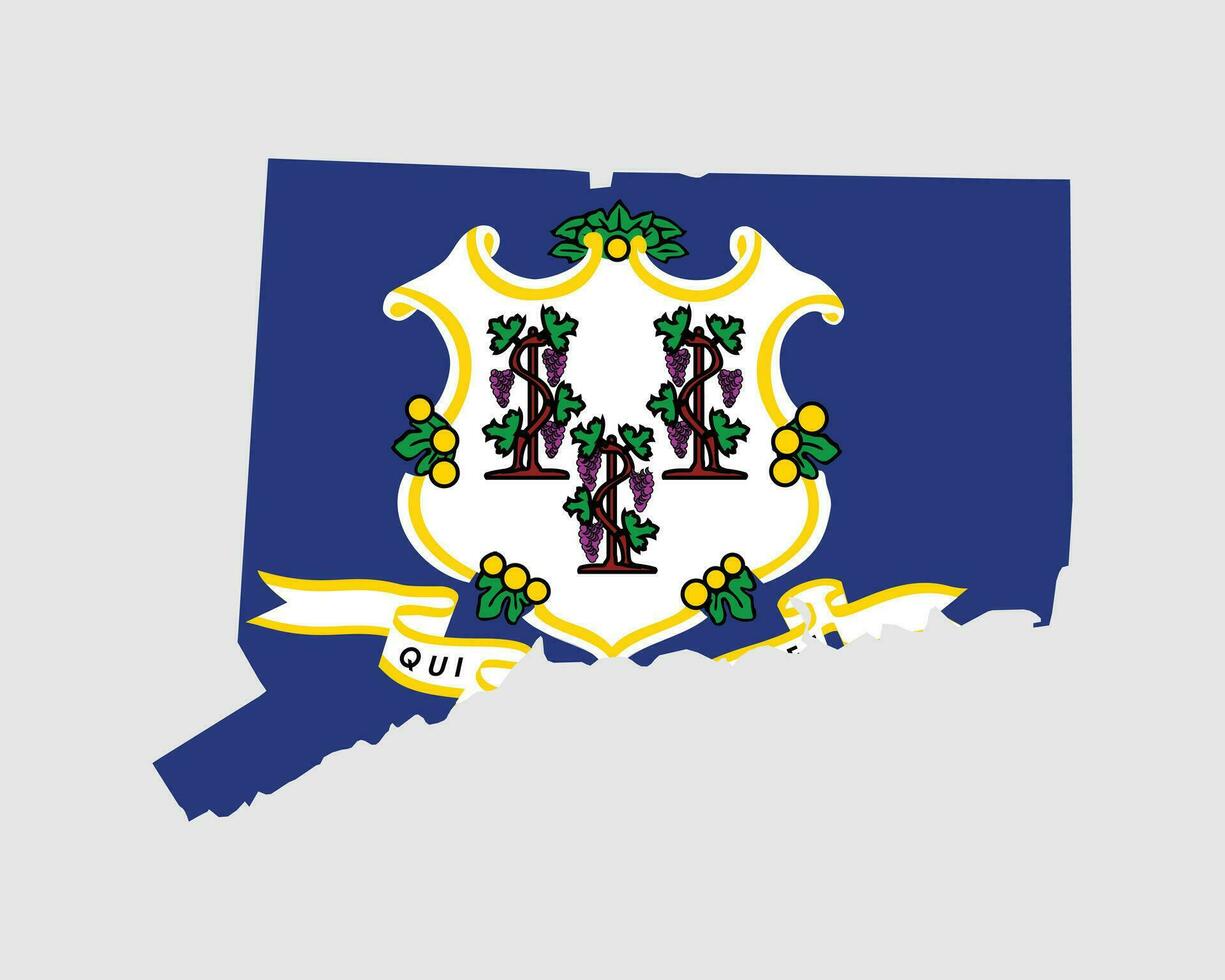 Connecticut ct EUA mapa bandeira vetor