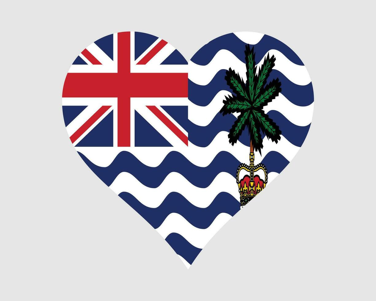 britânico indiano oceano território coração bandeira. biota amor forma bandeira. britânico no exterior território bandeira ícone placa símbolo clipart. eps vetor ilustração.
