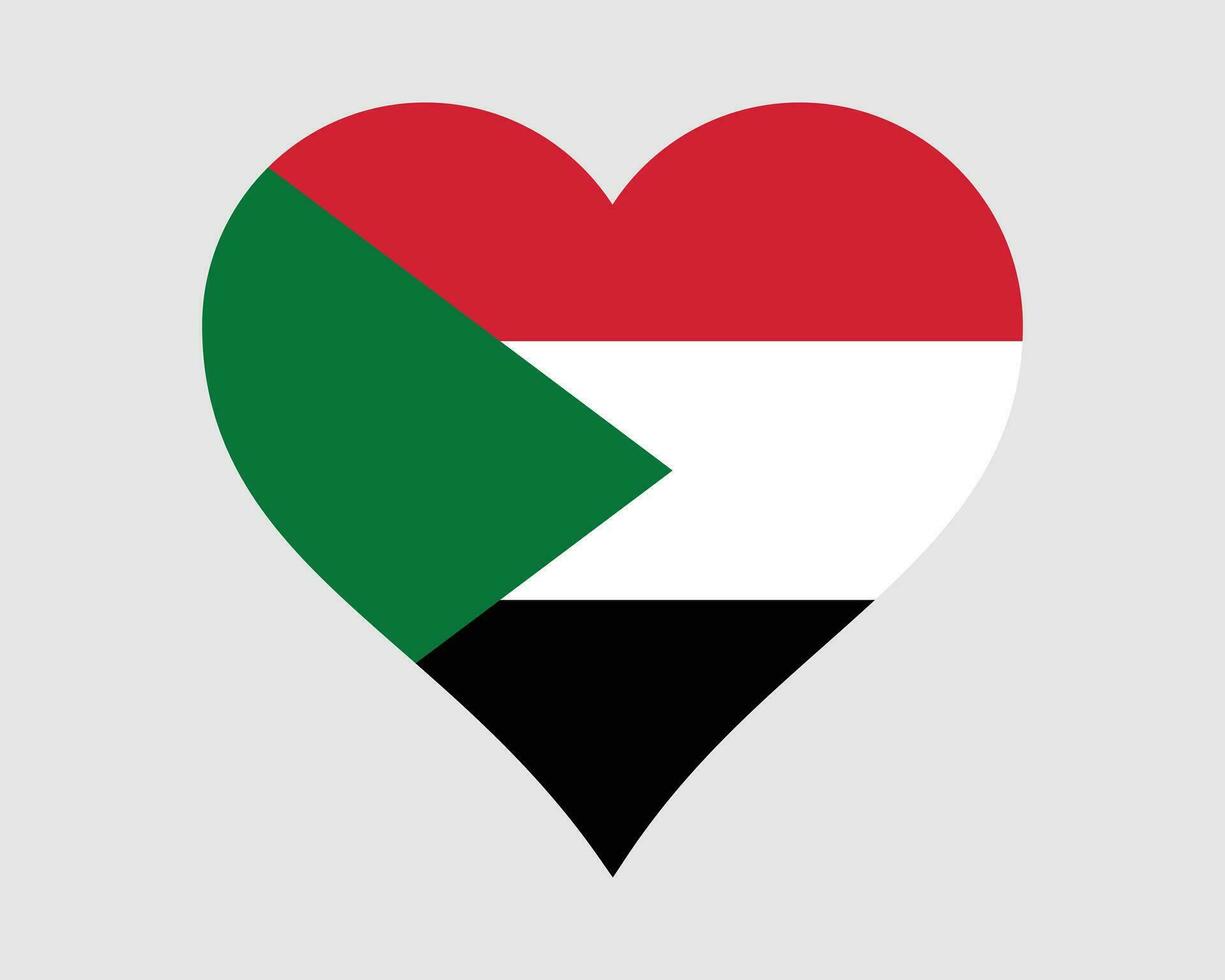 Sudão coração bandeira. sudanês amor forma país nação nacional bandeira. república do a Sudão bandeira ícone placa símbolo. eps vetor ilustração.