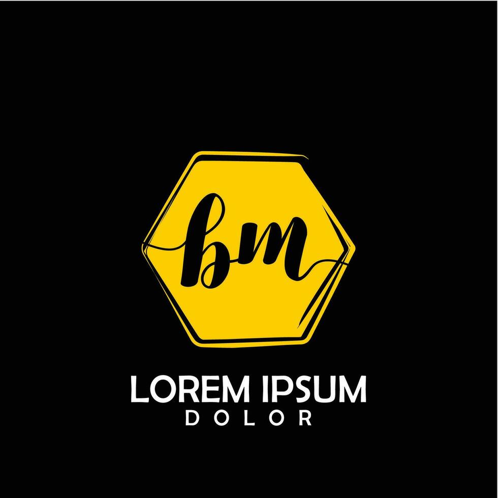 bm inicial carta caligrafia logotipo com círculo escova modelo vetor