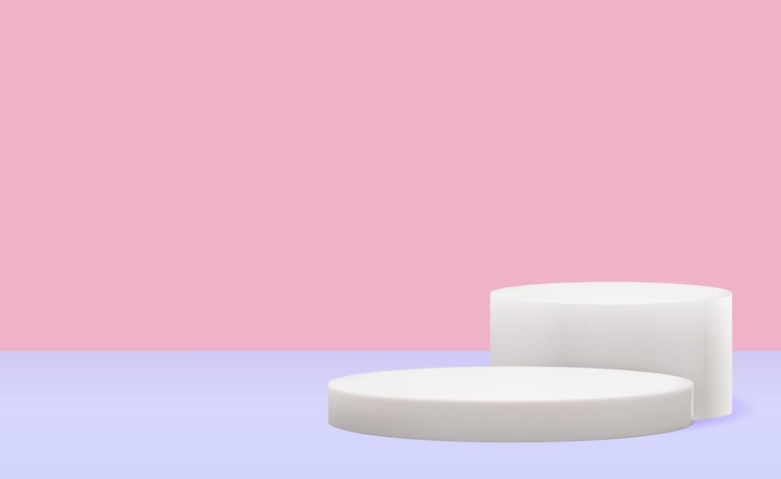 pedestal branco 3d realista com anel de ouro sobre fundo rosa. exibição de pódio vazio na moda para apresentação de produtos cosméticos, revista de moda. copiar ilustração vetorial de espaço vetor
