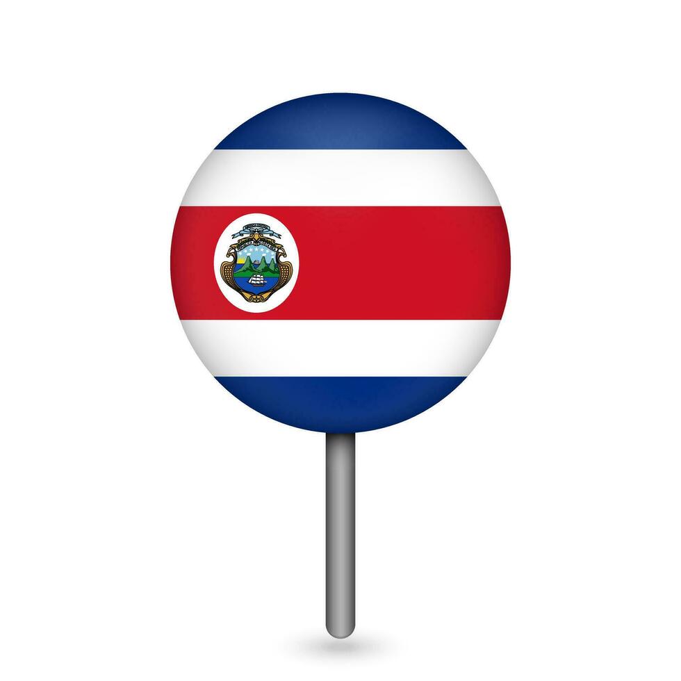 ponteiro de mapa com contry costa rica. bandeira da costa rica. ilustração vetorial. vetor