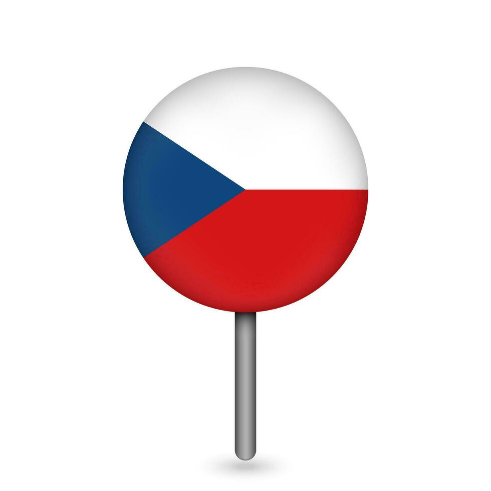 ponteiro de mapa com contry república tcheca. bandeira da república checa. ilustração vetorial. vetor