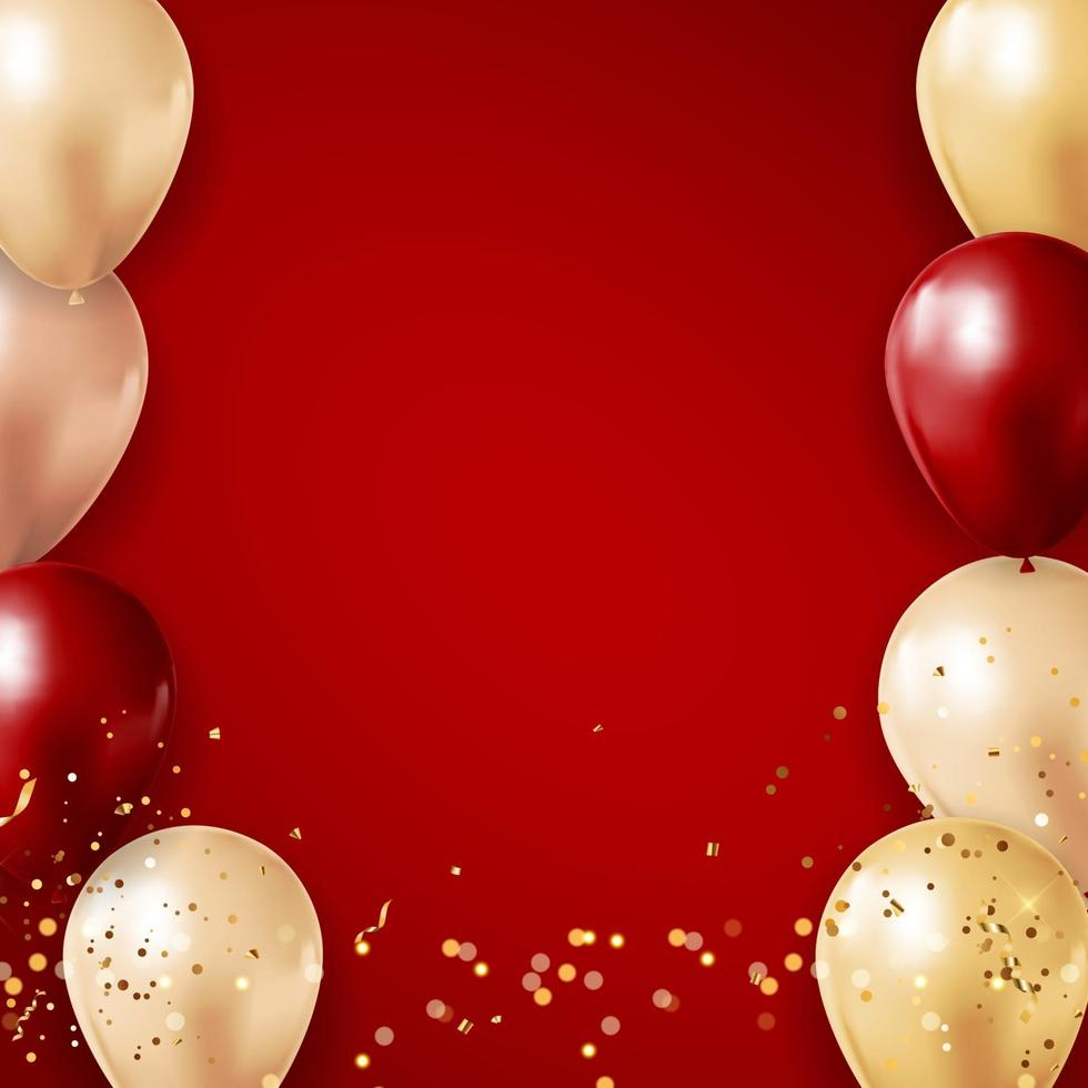 festa fundo brilhante feriado com balões, guirlanda e confetes. ilustração vetorial vetor