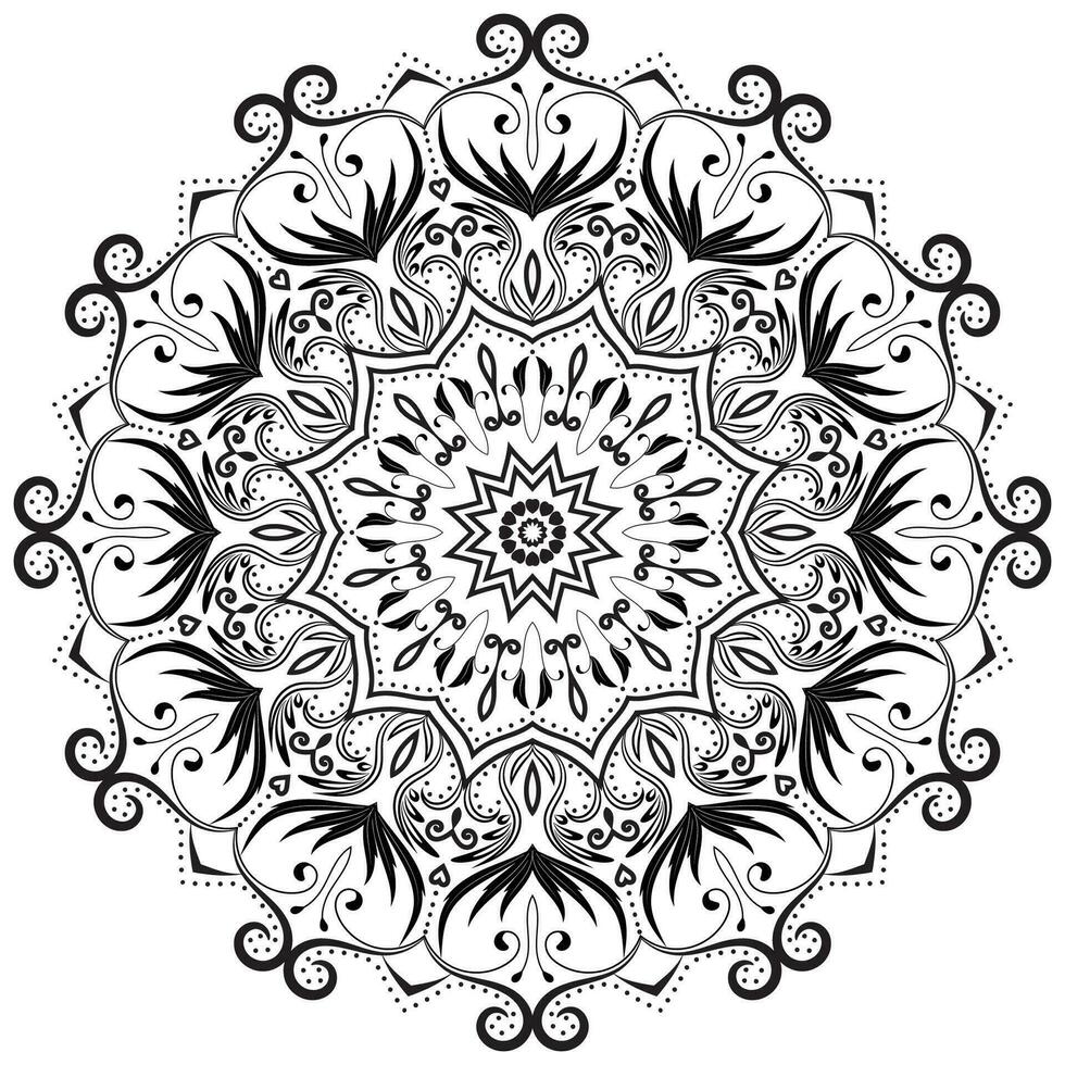 mandala desenhando para coloração Preto linhas. branco fundo vetor