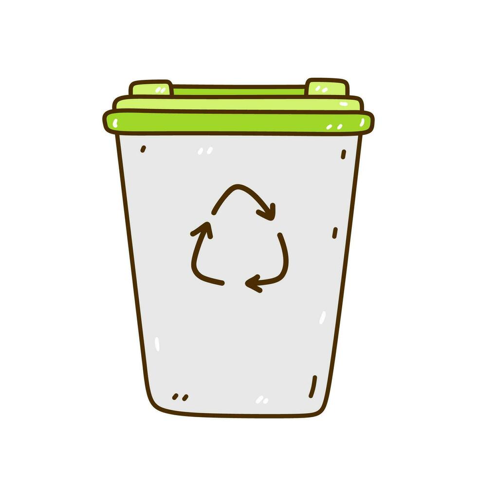 reciclar bin isolado em branco fundo. Ordenação lixo. vetor desenhado à mão ilustração dentro rabisco estilo. perfeito para decorações, logotipo, vários projetos. zero desperdício, ecologia conceito.