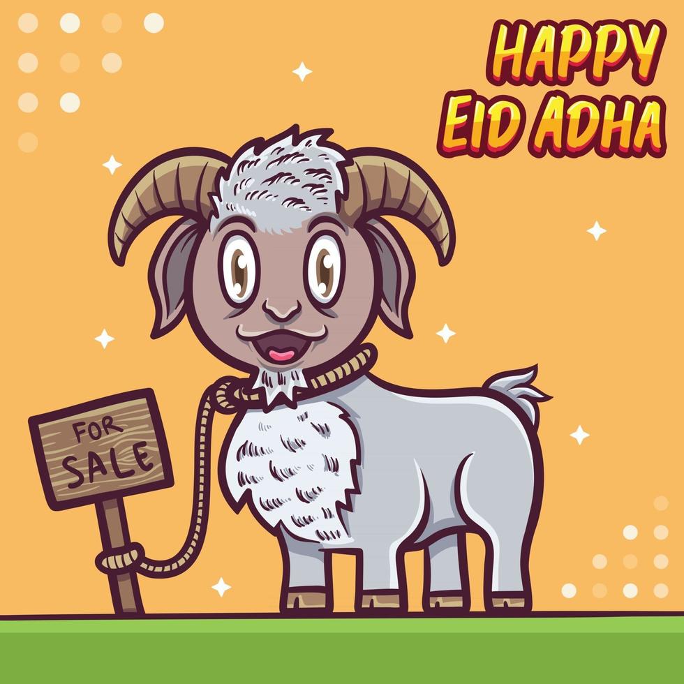 ovelhas cumprimentando ilustração feliz de eid al adha mubarak vetor