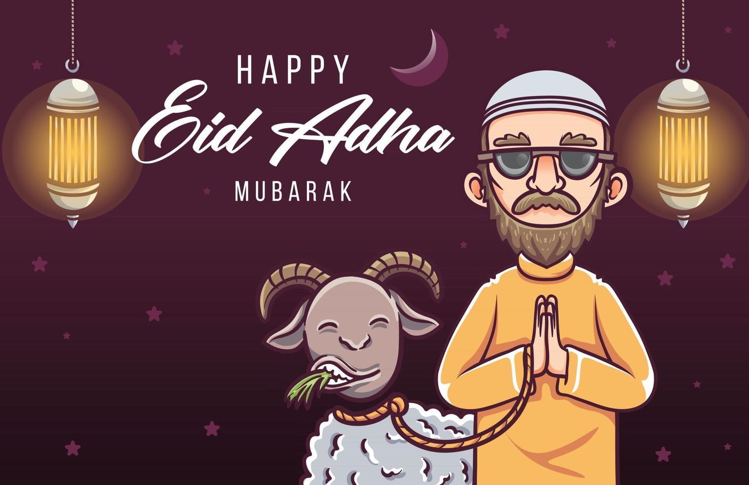 ilustração feliz eid al adha mubarak vetor