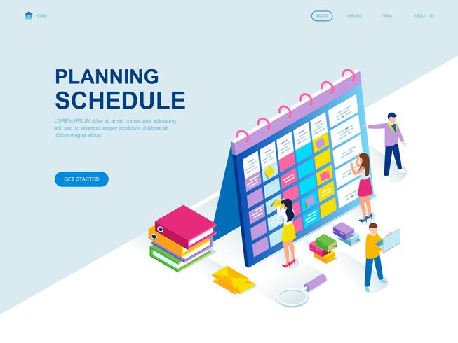 Conceito isométrico moderno design plano de cronograma de planejamento vetor