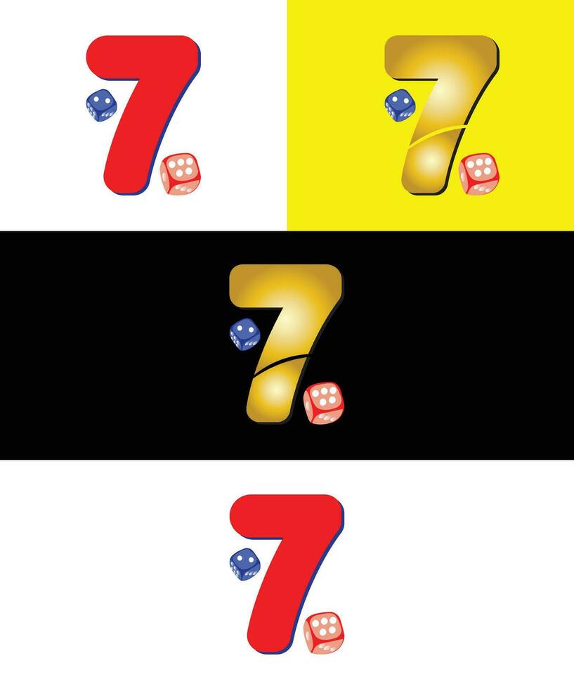 Sete número com cubo logotipo vetor