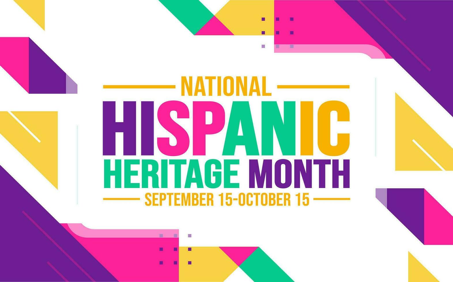 nacional hispânico herança mês celebração colorida fundo, tipografia, bandeira, cartaz, cartão, e poster Projeto modelo. é anualmente célebre a partir de setembro 15 para Outubro 15 dentro a EUA. vetor