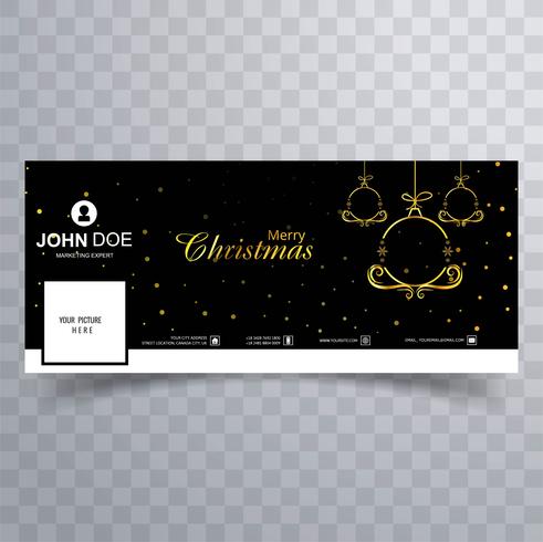 Elegante decorativo feliz Natal bola facebook banner modelo vetor