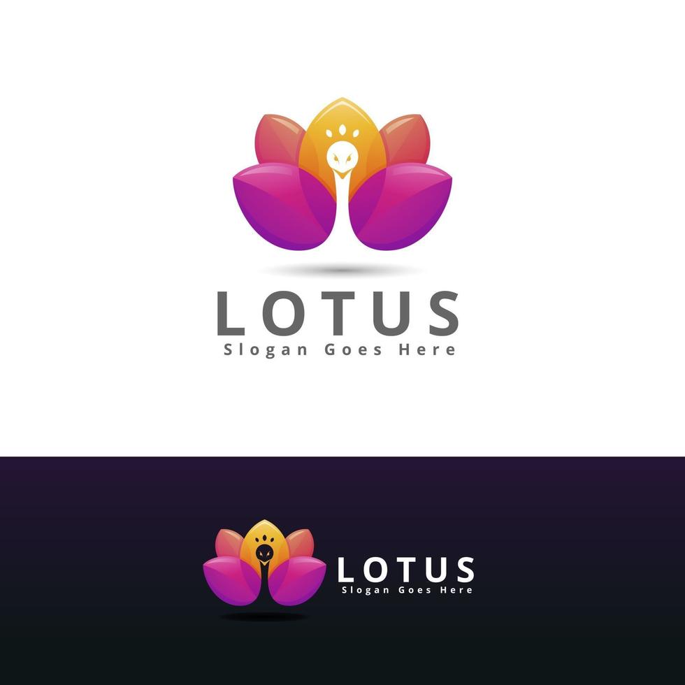 modelo de design de logotipo de pavão de lótus vetor