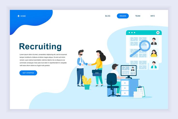 Conceito moderno design plano de recrutamento de negócios vetor