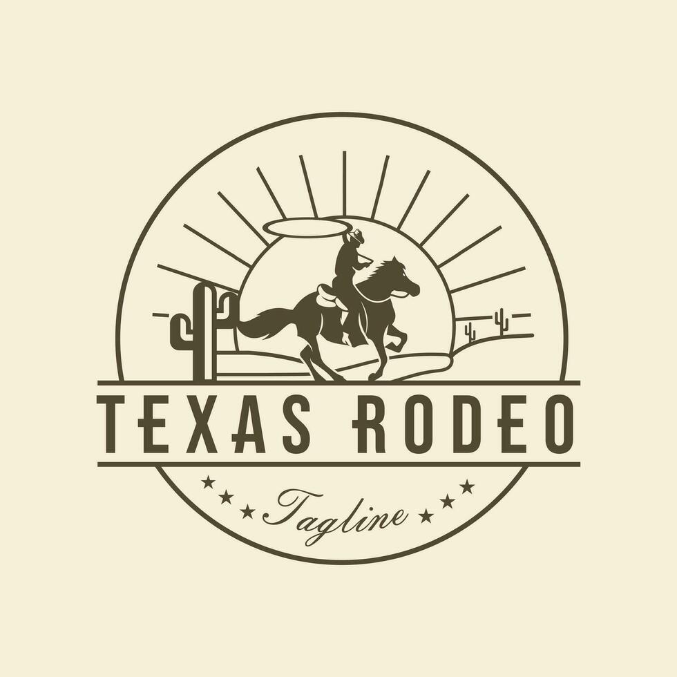 vaqueiro cavalo silhueta rodeio texas vintage retro ocidental país carimbo emblema logotipo Projeto modelo vetor