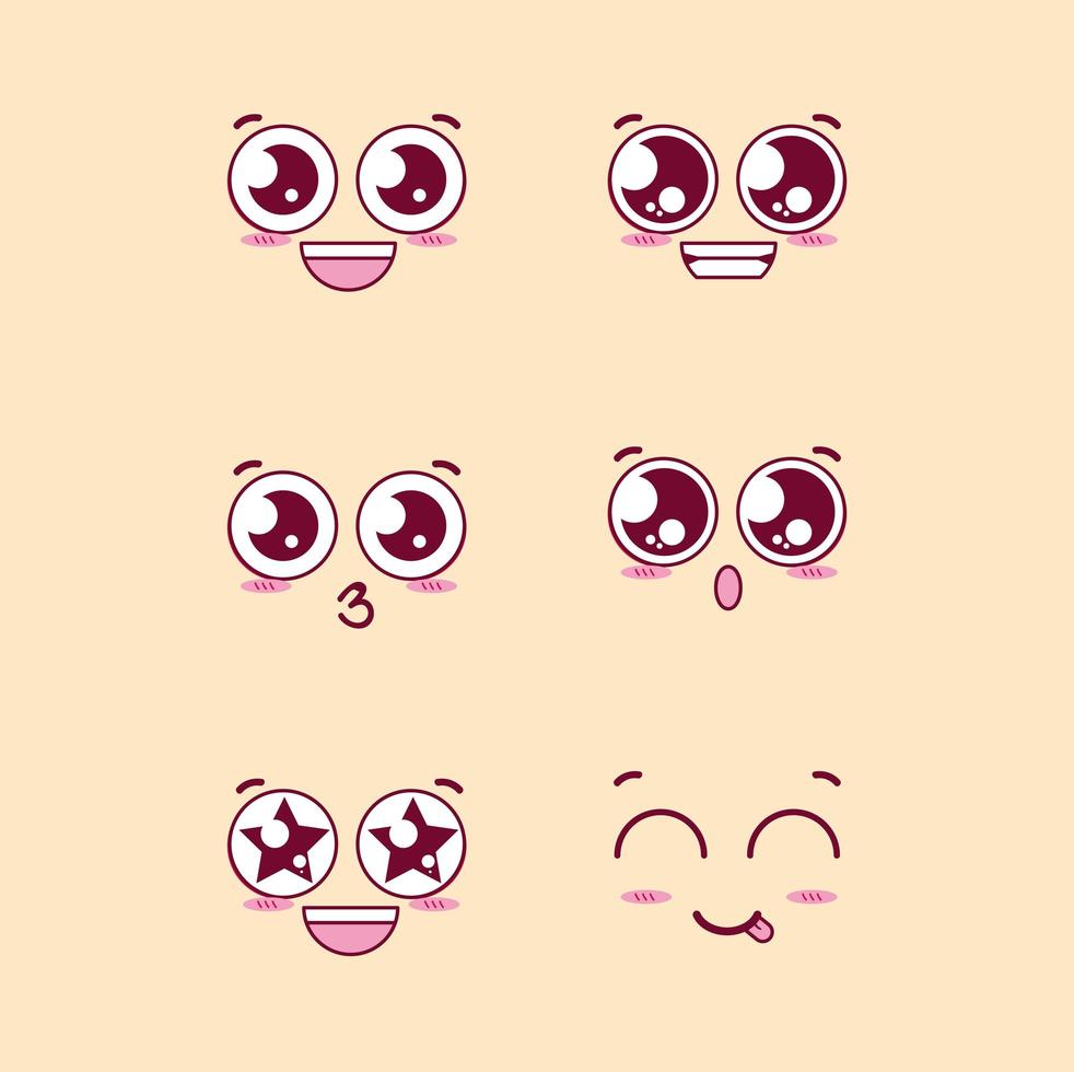 grupo de personagens de emoticons de rostos vetor