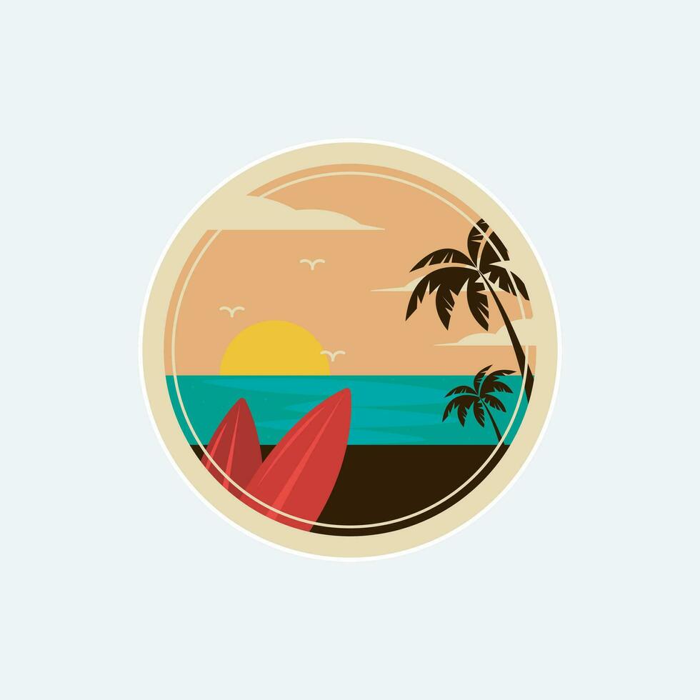 ilustração lindo de praia logotipo modelo vetor