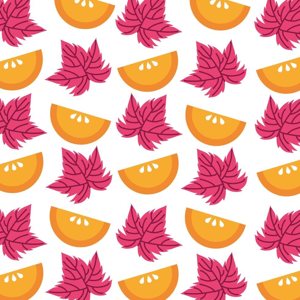 fundo padrão de frutas e folhas de laranjas vetor