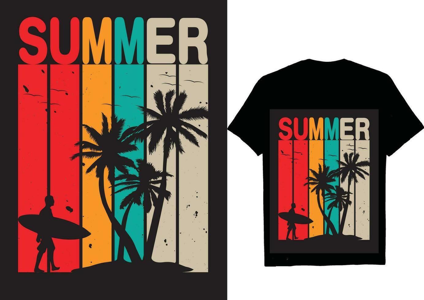 modelo de design de camiseta de verão vetor