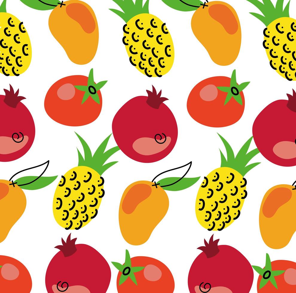 frutas frescas saudáveis padrão de fundo vetor