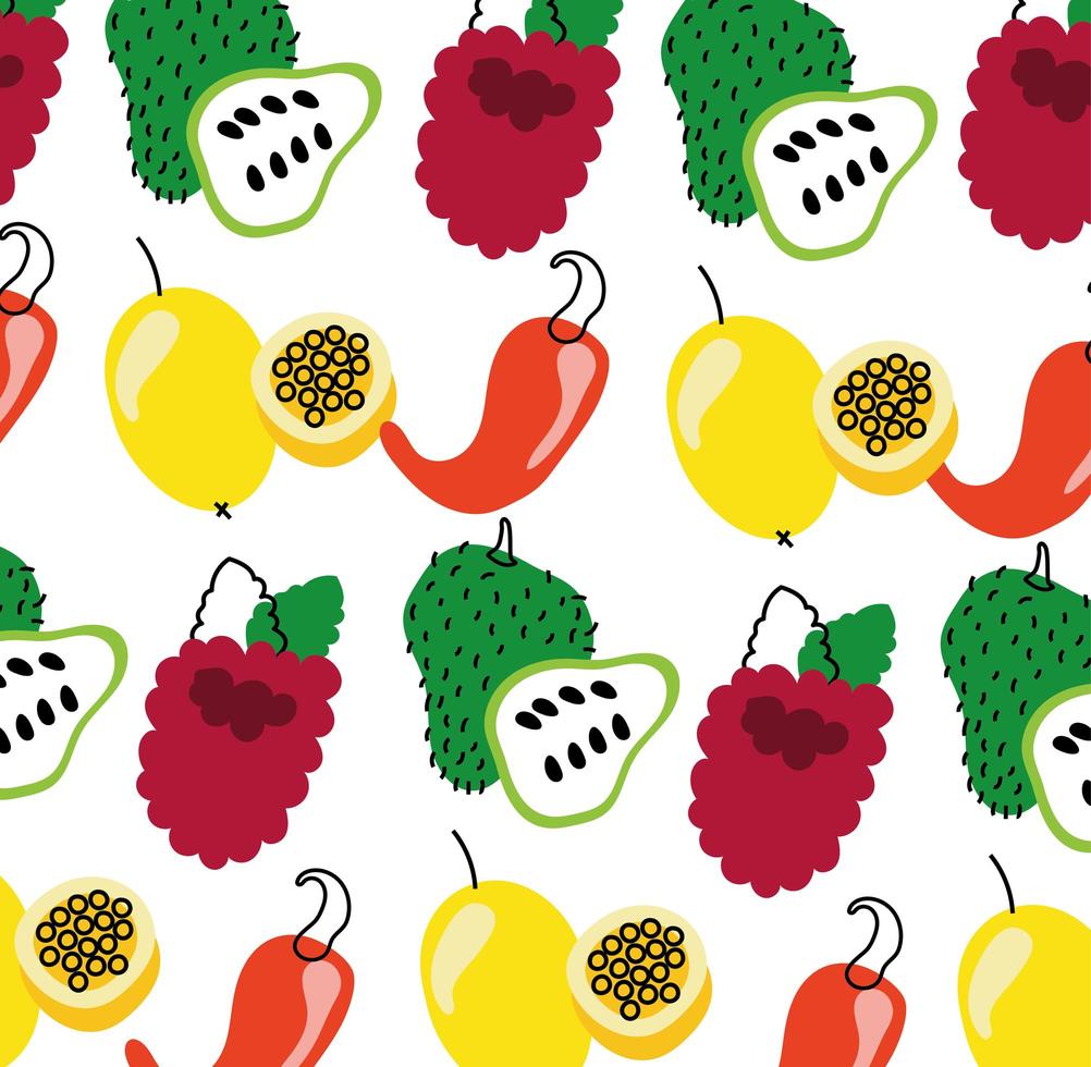 frutas e vegetais padrão de alimentação saudável vetor