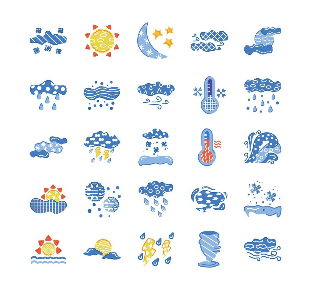 conjunto de ícones de conjunto de símbolos meteorológicos vetor