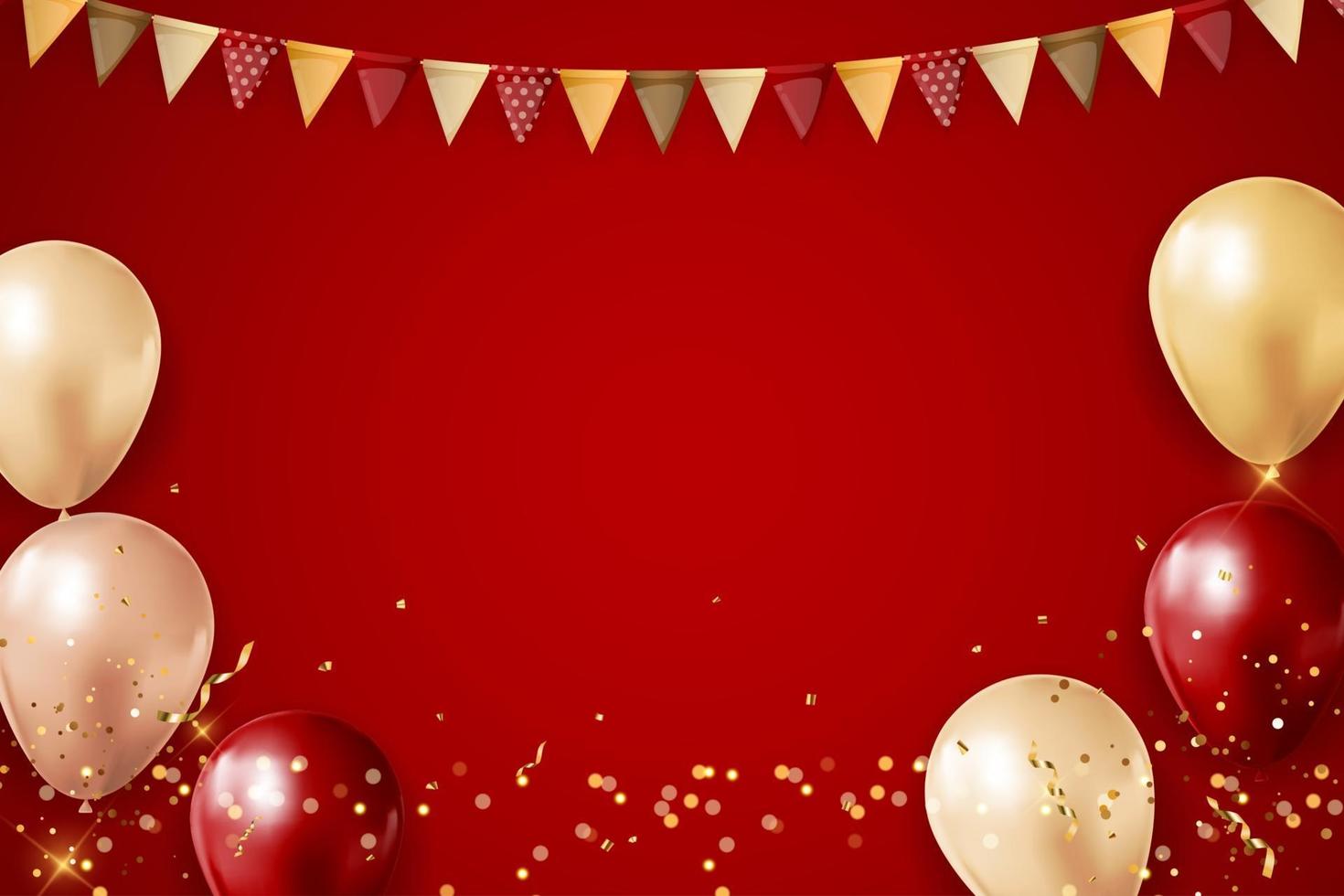 festa fundo brilhante de férias com balões, guirlanda e confetes vetor