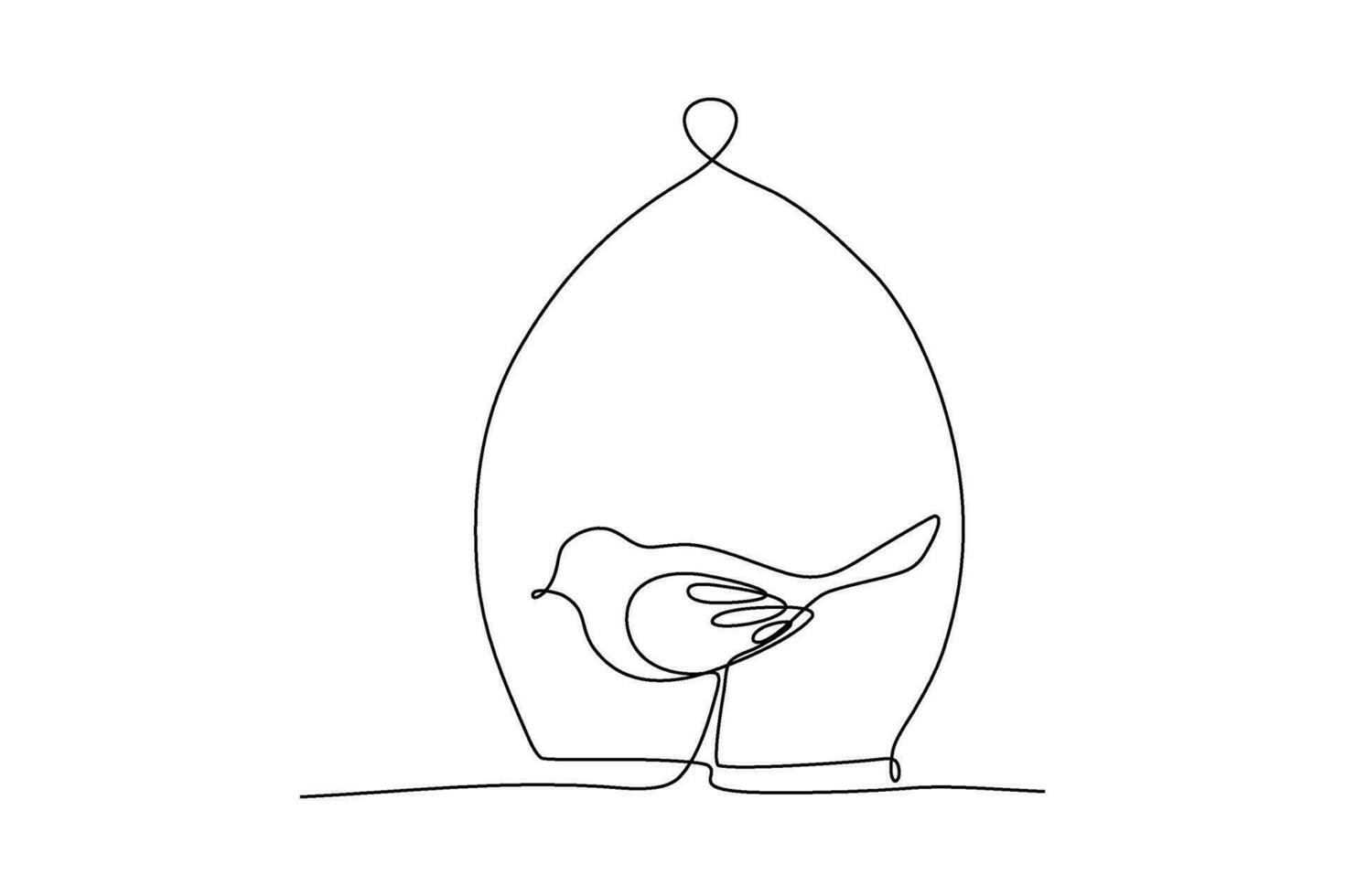 contínuo linha vetor ilustração do uma pássaro em uma suspensão poleiro