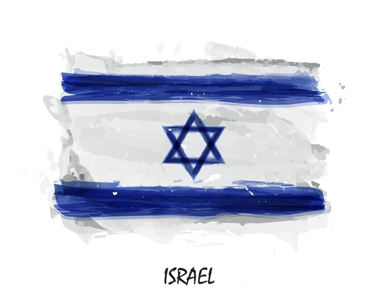 Bandeira de pintura em aquarela realista de israel. vetor