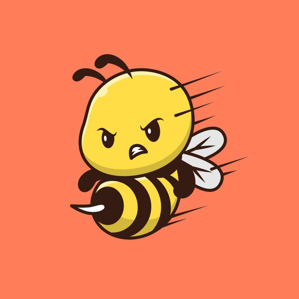 fofa abelha ataque desenho animado vetor ícone ilustração. animal animais selvagens ícone conceito isolado Prêmio vetor. plano desenho animado estilo