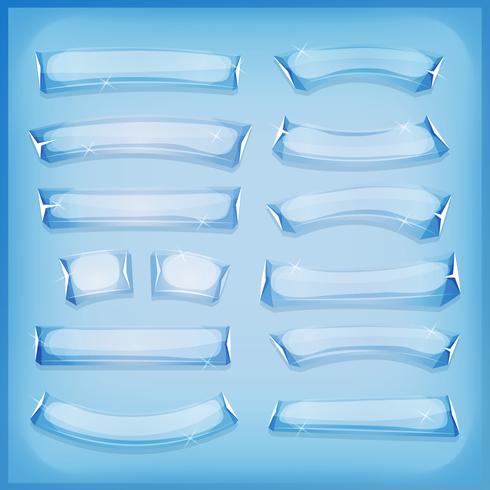 Desenhos animados gelo de vidro e cristal Banners vetor