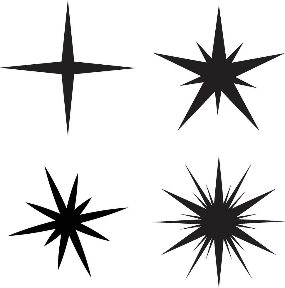 Estrela forma. original vetor Estrela espumante ícone definir. brilhante fogos de artifício, cintilante decorações. brilhando estrelas luz efeitos e rajadas coleção. vetor ilustração.